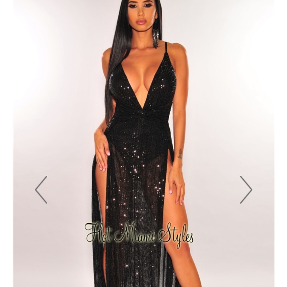 Red Sequins Maxi Dress